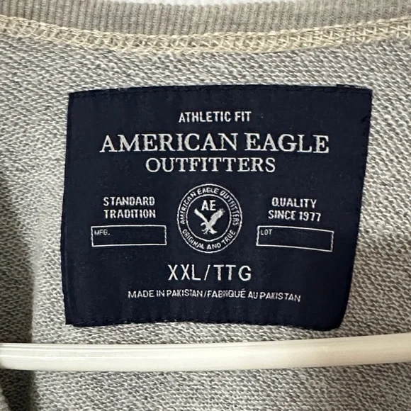 American Eagle Outfitters Men's Gray Raglan Sweatshirt - Picture 2 of 6